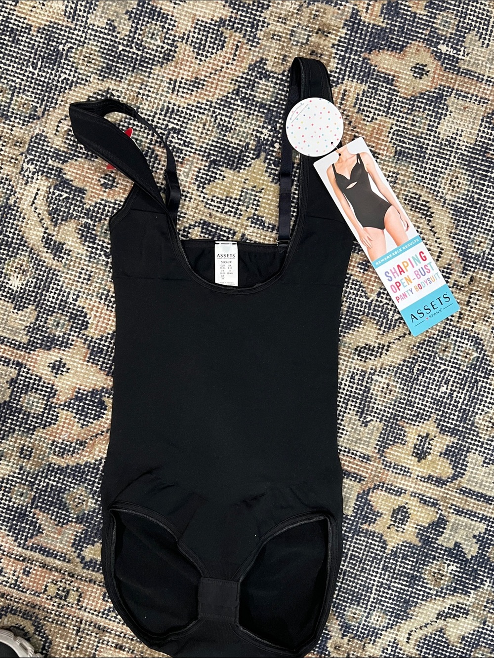 Assets By Spanx  Black Shaping One-Piece Shapewear with Open-Bust Detail